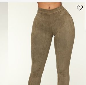 Fashion Nova olive faux suede leggings